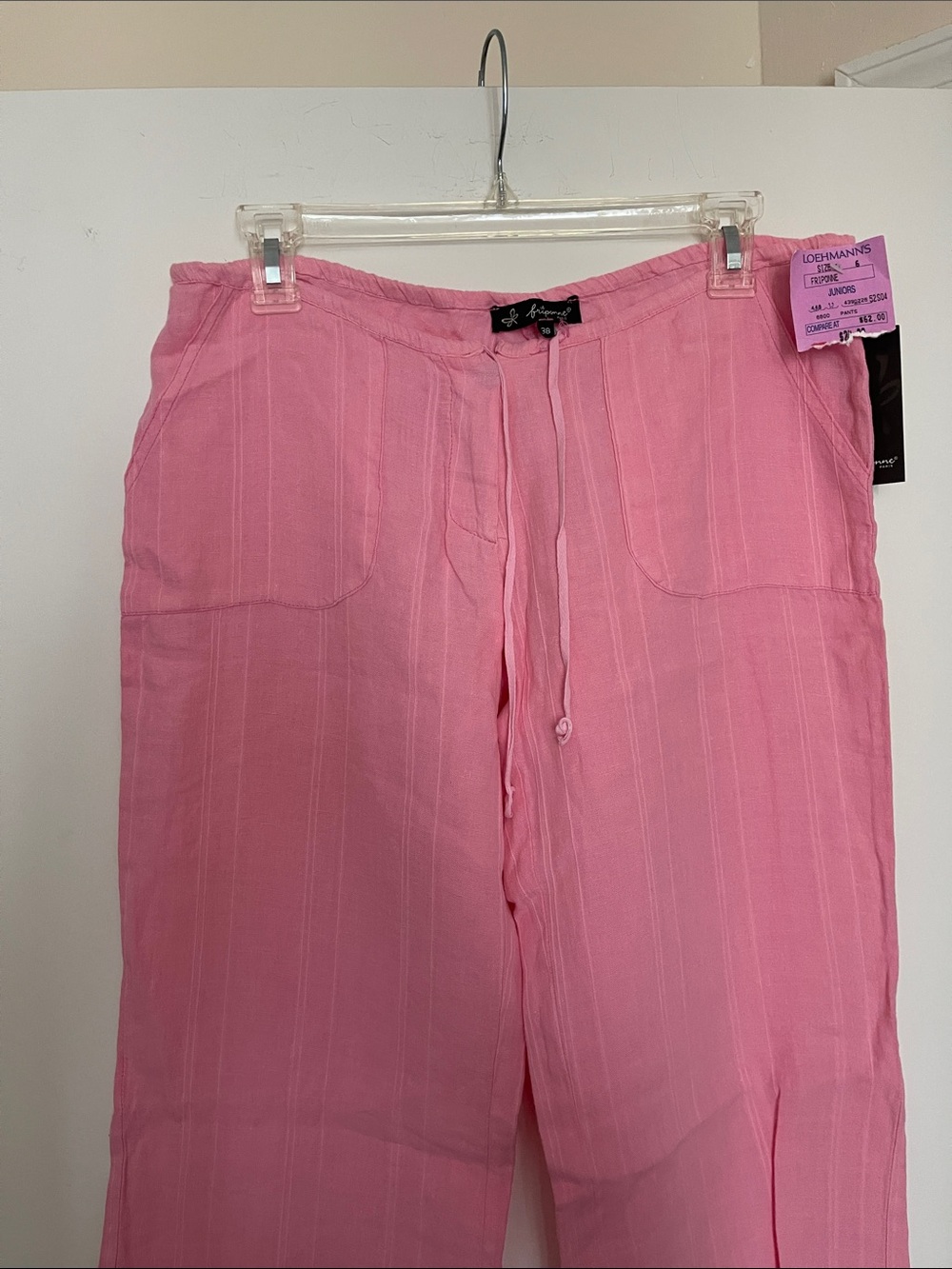 Pink Drawstring Linen Pants - Picture 3 of 11